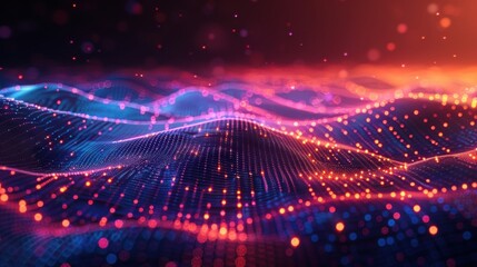 Obraz premium A colorful, abstract image of a wave with a red and blue background