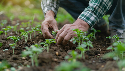Farmers Hands Planting Seedling