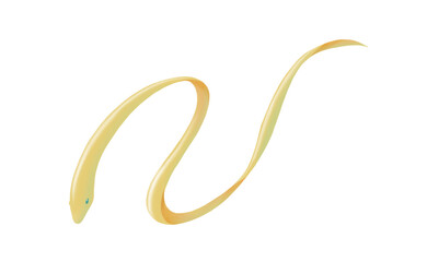 黄金色でリボンのような蛇の水彩イラスト