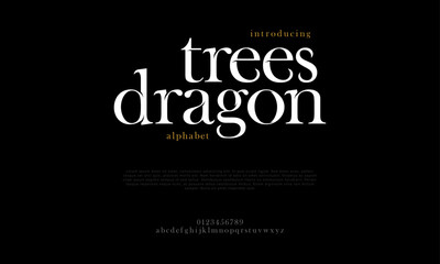 Treesdragon premium luxury elegant alphabet letters and numbers. Vintage wedding typography classic serif font decorative vintage retro. creative vector illustration