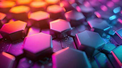 Obraz premium A colorful image of many hexagonal shapes