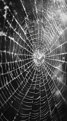 Obraz premium An abstract black and white design with shattered shapes and cracks in a surreal spiraling pattern. 