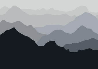 Landscape mountains in nature. Illustration in flat style.