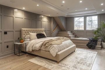 White and Gray Minimalistic Bedroom