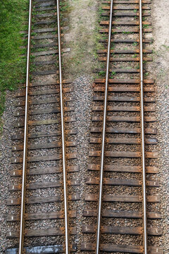 An Old Pair Of Iron Parallel Railway From Above