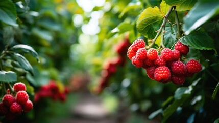 Obraz premium red berries of a raspberry