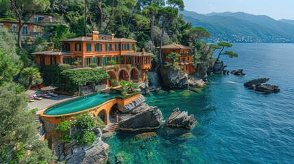 Obraz premium Luxury Villa with Pool on the Italian Coast
