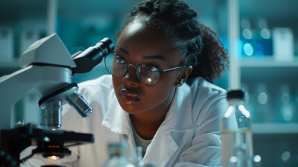 Medical Science Laboratory Portrait of Beautiful Black Woman