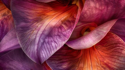 A macro photograph of orchid petals, showcasing their intricate textures and colors.