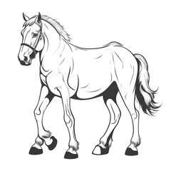 Fototapeta premium horse profile side portrait sketch on white background