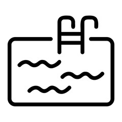 Illustrator icon swimming pool in hotel with style outline