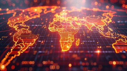 Fototapeta premium A computer generated image of the world with a red glow