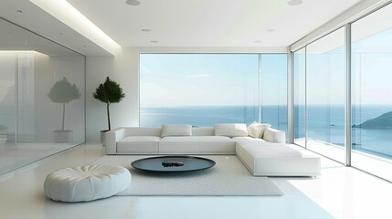 Spacious and airy room with minimalist sofa as the centerpiece, promoting simplicity and sophistication in home interiors.