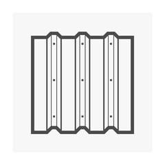 Metal sheet vector icon. Panel of iron steel with corrugated striped texture pattern. Modern construction material for cover wall, roof of industrial building i.e. warehouse, factory, garage.