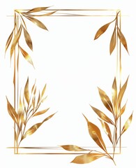 A simple golden thin line frame for an invitation, white background