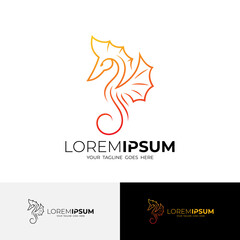 Fototapeta premium Seahorse logo with simple design template, line style logos