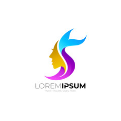 Beautiful mermaid icon, 3d colorful design