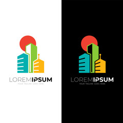 Obraz premium Logo of a tall building in a modern city, colorful style