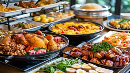 sumptuous sunday brunch buffet spread with delicious breakfast and lunch options weekend treat at cozy cafe
