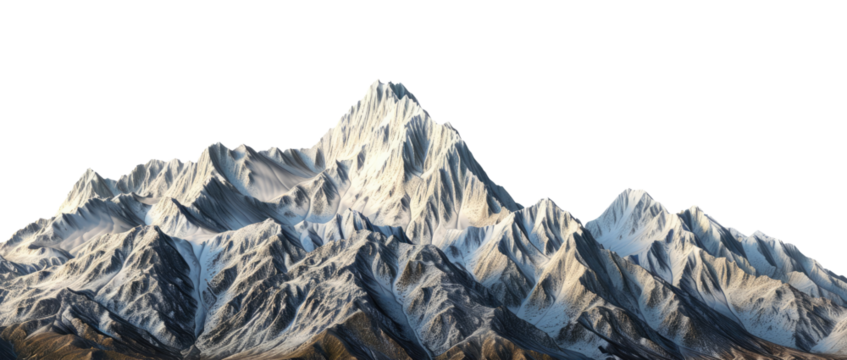 Mountains covered in snow isolated on transparent background