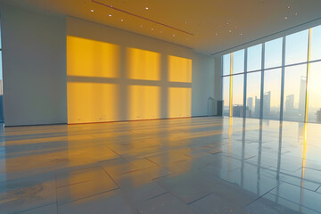 Luxurious hotel reception area with marble and wood accents