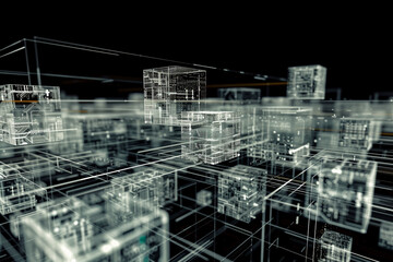 Fototapeta premium Abstract translucent electronics circuit board with glowing light white tone for background in concept technology, A.I., AI, digital, quantum computing