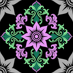 Flower, Leaf Fabric Seamless pattern, Tile, Art Asia Style.