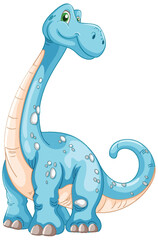 Smiling blue dinosaur with a long neck
