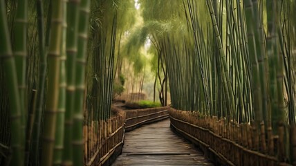 Fototapeta premium Green bamboo fence background