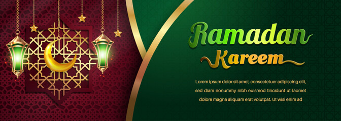 Realistic Bakground Ramadan Kareem with podium, suitable for banner, greeting card or your business with Ramadan theme © Dibastudio