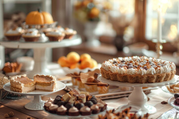Autumn Dessert Buffet with Cakes and Pastries