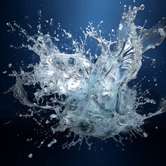 Water splash on blue background. 3d rendering, 3d illustration.
