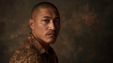 Harmony of Cultures: Captivating Studio Portrait of a Biracial Man Celebrating Dual Heritage