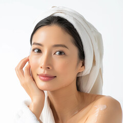 35-39 year old Beauty Russian women spa skin healthy on 100% isolate white background.