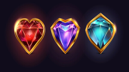 Asset of Diamonds for moible game for slot game element, Illustration 
