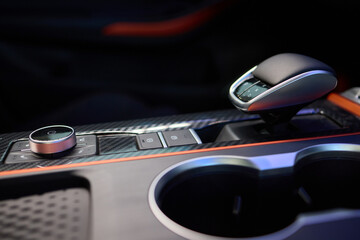 Obraz premium Macro shot of a car gear lever an essential auto part