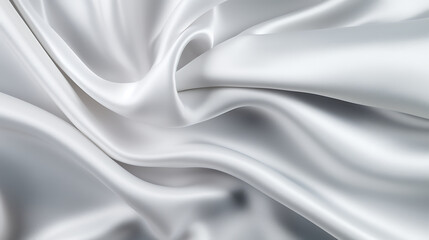 Fototapeta premium Closeup of rippled white silk fabric lines. 3d render illustration