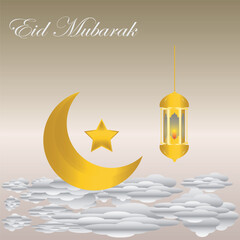 Modern style Ramadan Mubarak greeting card collection. with moon, mosque dome and lantern