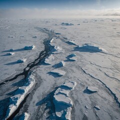 Fototapeta premium Arctic Expedition: Write about a team of explorers trekking across a frozen tundra, using weathered maps to trace the footsteps of early polar expeditions on Map Day.