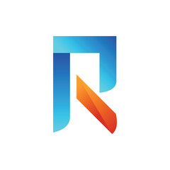 Unique vector logo of the letter R in blue and orange