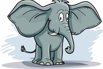 Fototapeta premium Cartoon cute doodles of a concerned elephant with ears outstretched and trunk curled, Generative AI