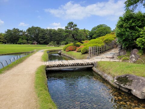 OKAYAMA, JAPAN - MAY 22 2023: Strolling through Korakuen Garden, Okayama