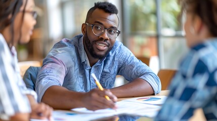 A financial advisor holding a financial literacy class for community members, teaching budgeting techniques, saving strategies, and the benefits of long-term financial planning