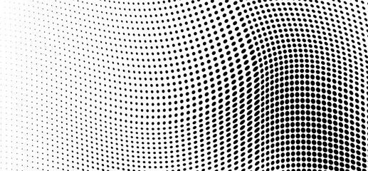 Vector black and white halftone texture made of waves
