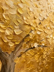 Abstract golden tree, oil painting illustration