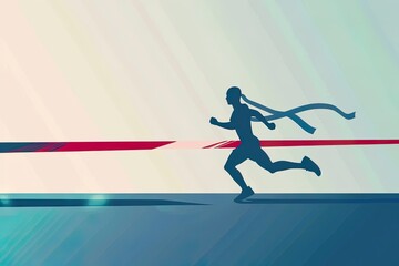 Runner Crossing Finish Line with Ribbon