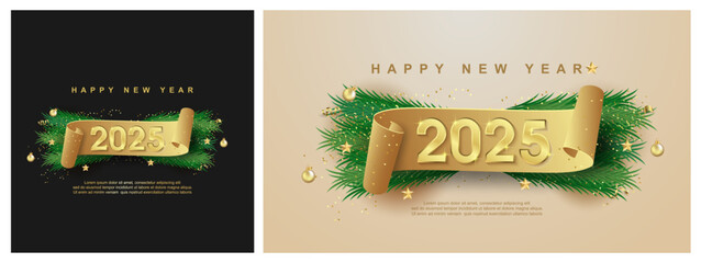 Luxury happy new year 2025. luxury set background