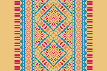 Pixel Seamless Russian folk patterns, cross-stitched embroidery imitation. Patterns consist of ancient Slavic amulets.