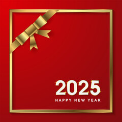 Happy new year 2025. on red background
