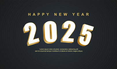 Happy new year 2025. with white number on black background